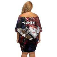Personalized Polish American Heritage Month Off Shoulder Short Dress Eagle With Grunge Style - Wonder Print Shop