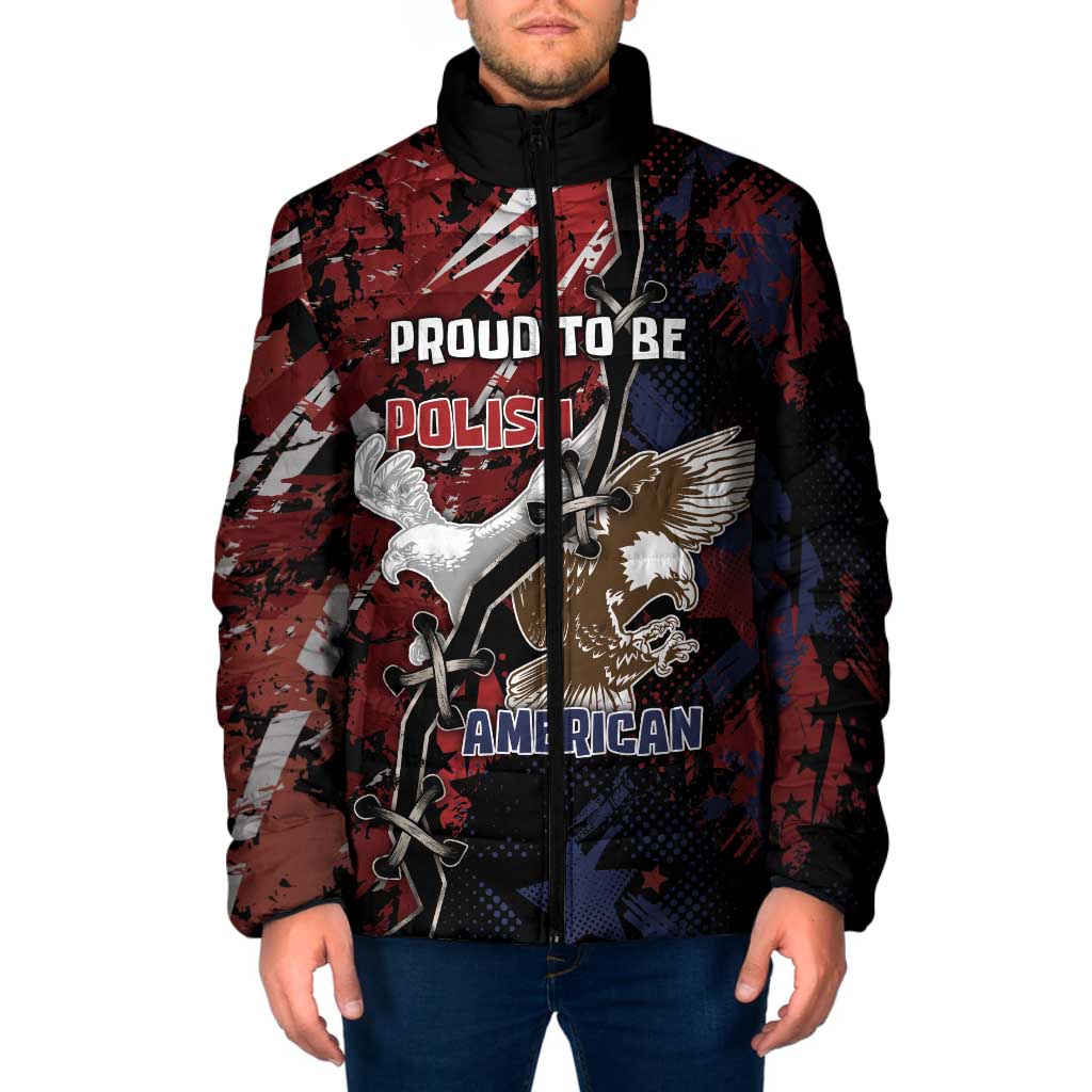 Personalized Polish American Heritage Month Padded Jacket Eagle With Grunge Style - Wonder Print Shop