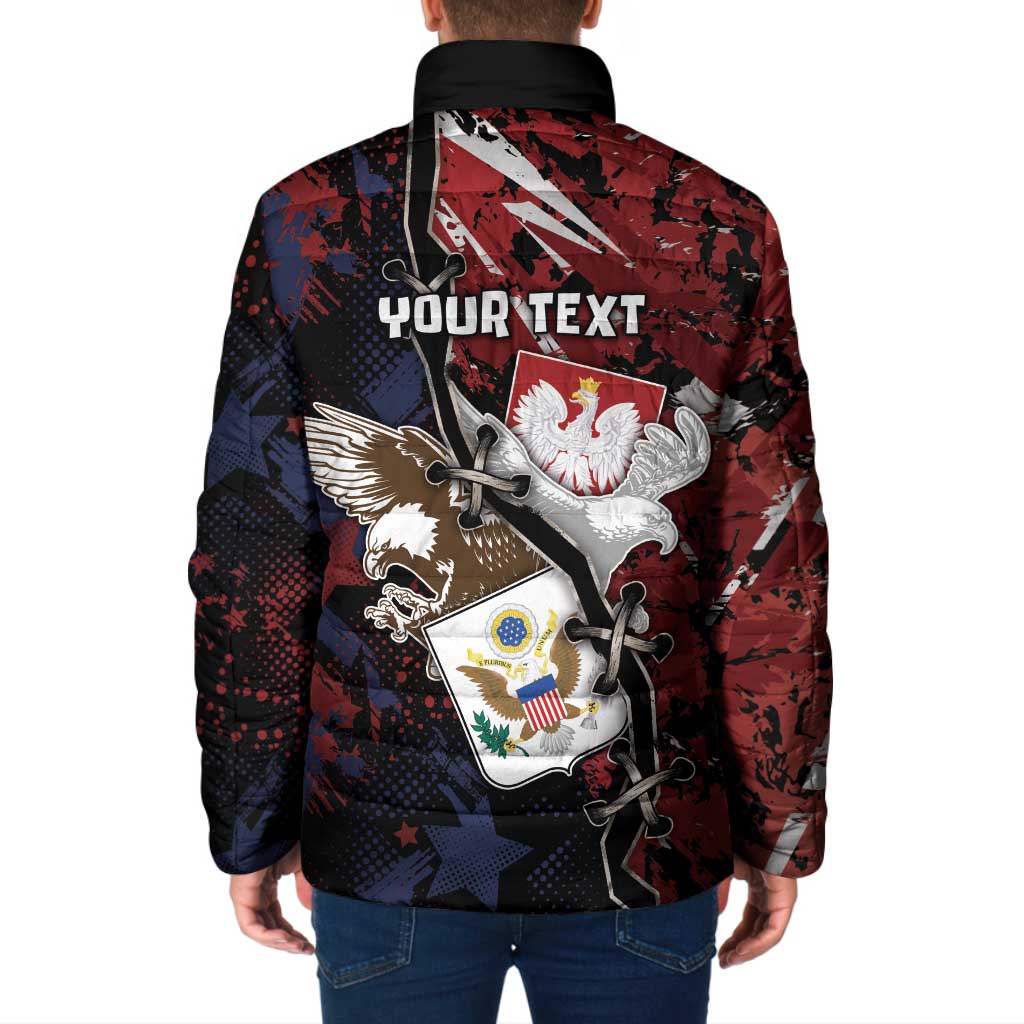 Personalized Polish American Heritage Month Padded Jacket Eagle With Grunge Style - Wonder Print Shop
