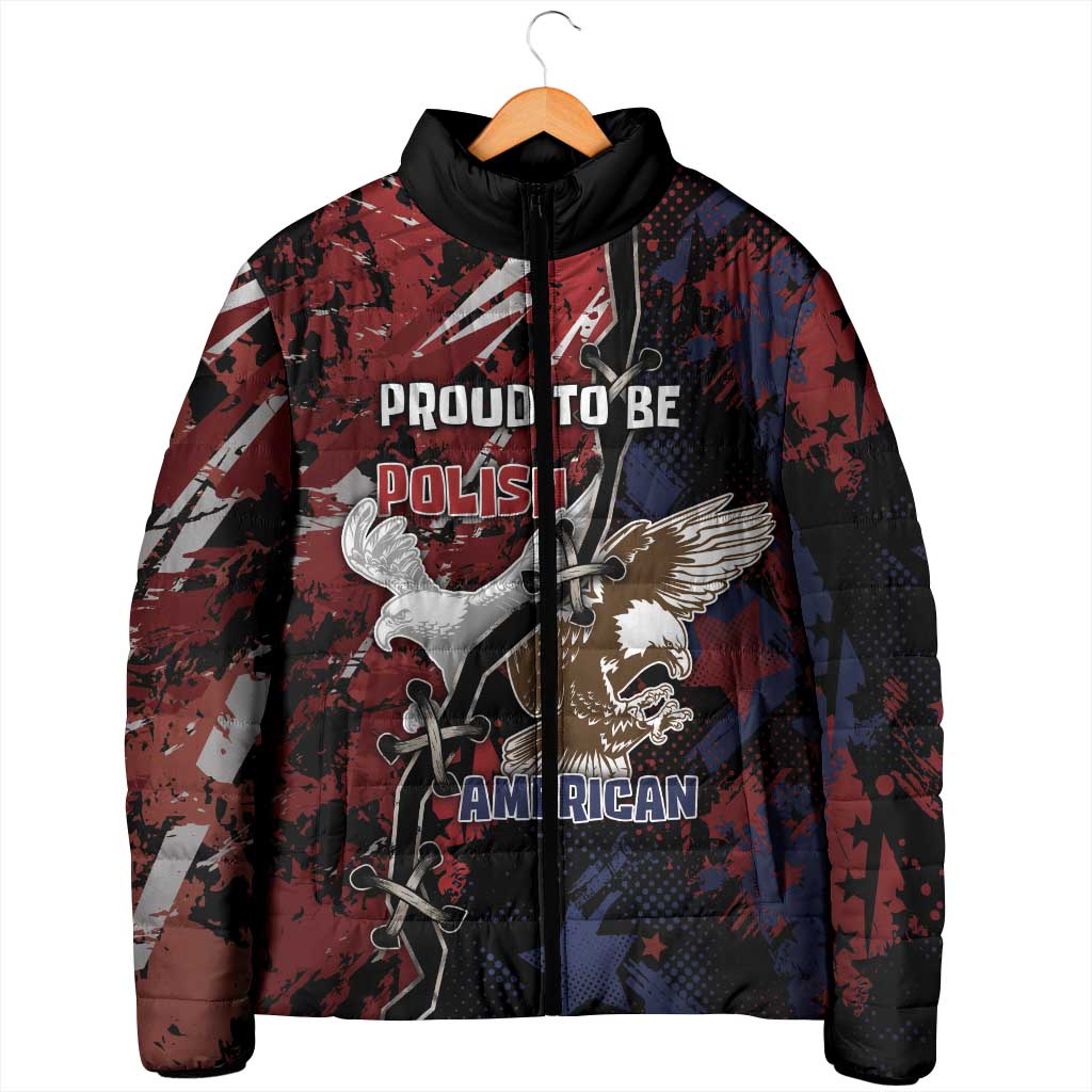 Personalized Polish American Heritage Month Padded Jacket Eagle With Grunge Style - Wonder Print Shop