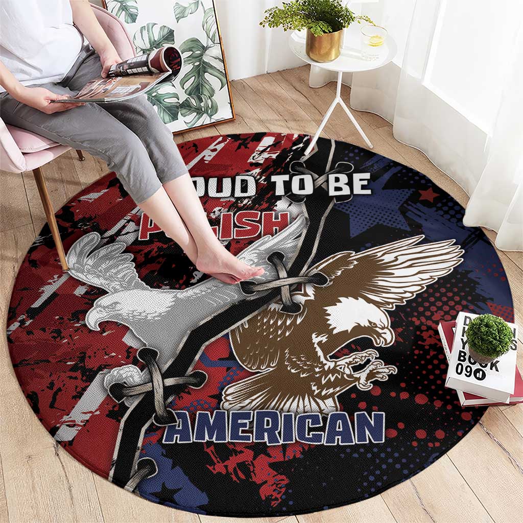 Polish American Heritage Month Round Carpet Eagle With Grunge Style - Wonder Print Shop