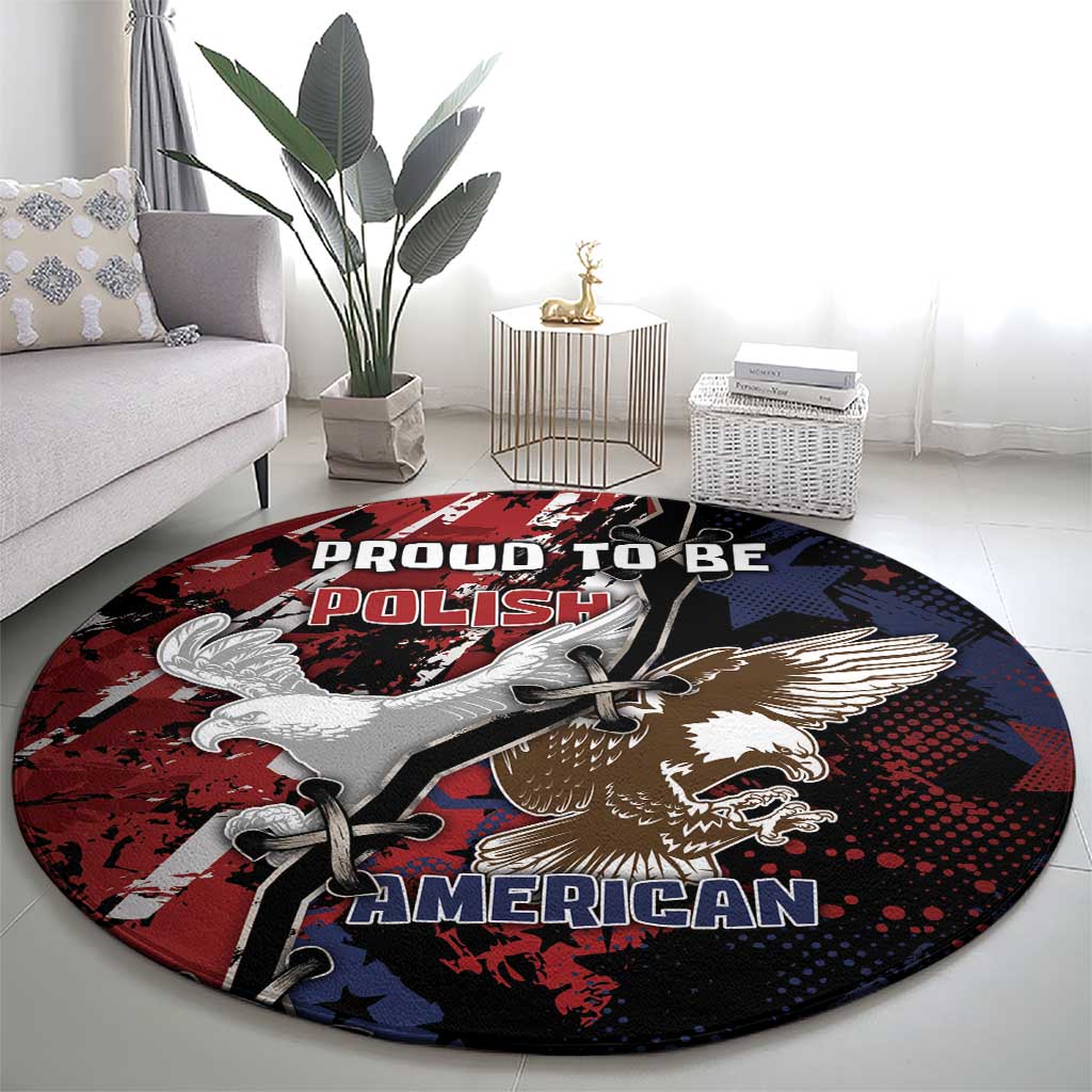 Polish American Heritage Month Round Carpet Eagle With Grunge Style - Wonder Print Shop