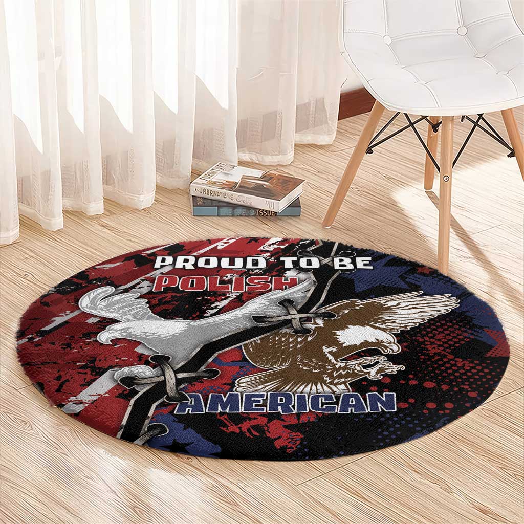 Polish American Heritage Month Round Carpet Eagle With Grunge Style - Wonder Print Shop