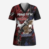 Personalized Polish American Heritage Month Scrub Top Eagle With Grunge Style - Wonder Print Shop