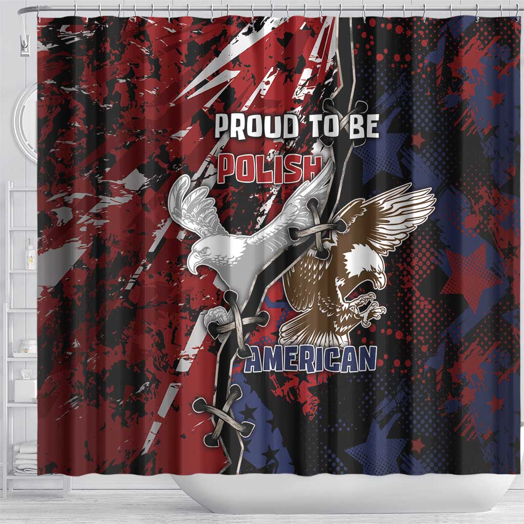 Polish American Heritage Month Shower Curtain Eagle With Grunge Style - Wonder Print Shop