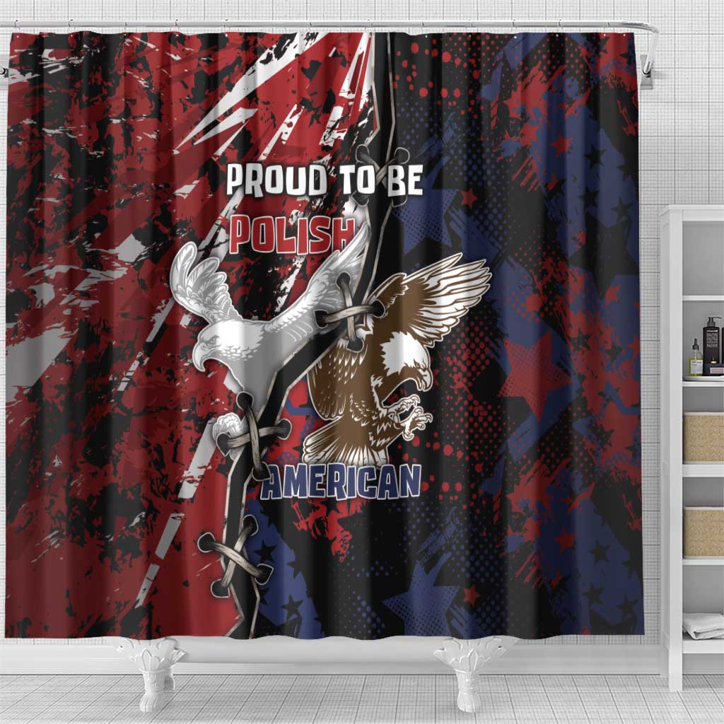 Polish American Heritage Month Shower Curtain Eagle With Grunge Style - Wonder Print Shop
