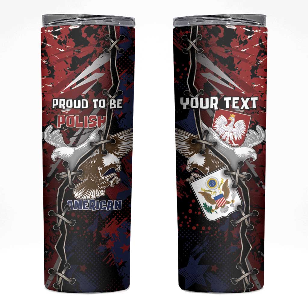 Personalized Polish American Heritage Month Skinny Tumbler Eagle With Grunge Style - Wonder Print Shop