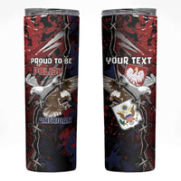 Personalized Polish American Heritage Month Skinny Tumbler Eagle With Grunge Style - Wonder Print Shop