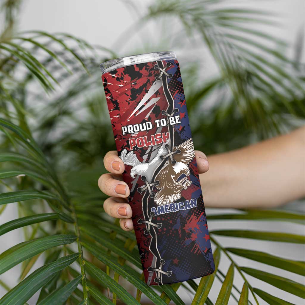 Personalized Polish American Heritage Month Skinny Tumbler Eagle With Grunge Style - Wonder Print Shop