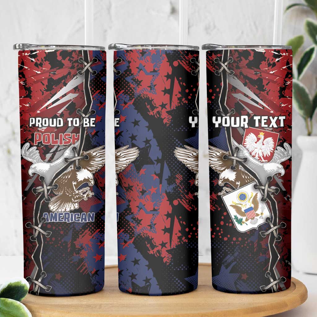 Personalized Polish American Heritage Month Skinny Tumbler Eagle With Grunge Style - Wonder Print Shop