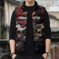 Personalized Polish American Heritage Month Sleeveless Puffer Jacket Eagle With Grunge Style - Wonder Print Shop