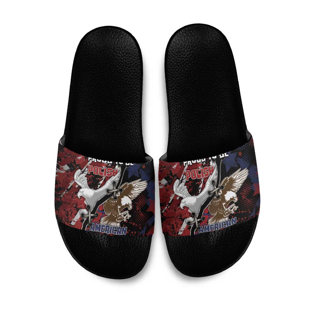 Polish American Heritage Month Slide Sandals Eagle With Grunge Style - Wonder Print Shop