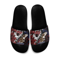 Polish American Heritage Month Slide Sandals Eagle With Grunge Style - Wonder Print Shop