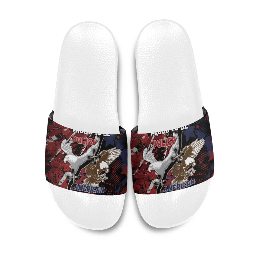 Polish American Heritage Month Slide Sandals Eagle With Grunge Style - Wonder Print Shop