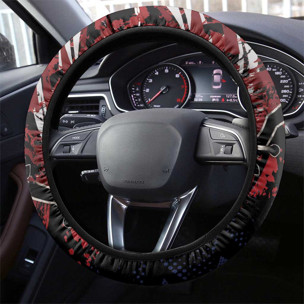 Polish American Heritage Month Steering Wheel Cover Eagle With Grunge Style - Wonder Print Shop