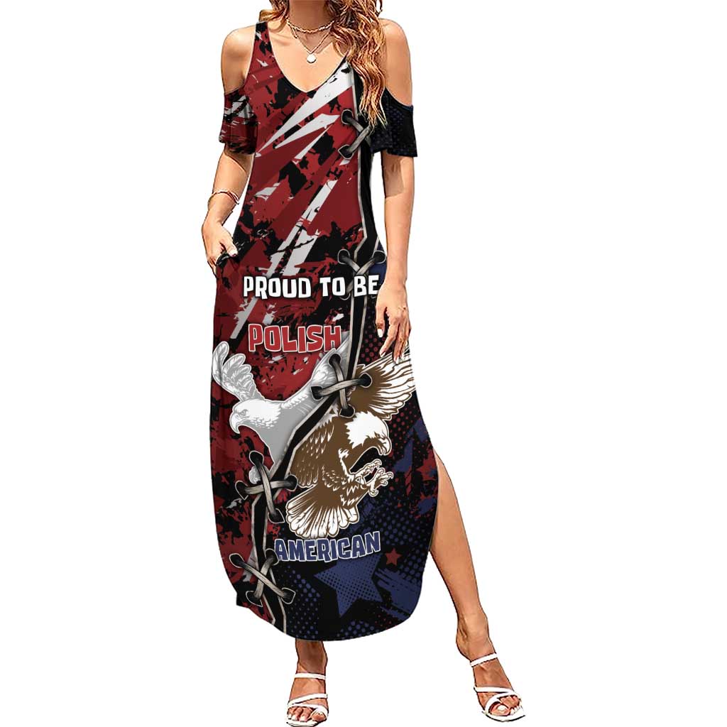 Personalized Polish American Heritage Month Summer Maxi Dress Eagle With Grunge Style - Wonder Print Shop