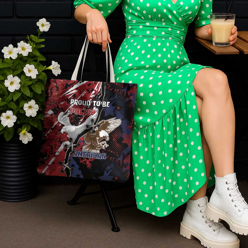 Polish American Heritage Month Tote Bag Eagle With Grunge Style - Wonder Print Shop