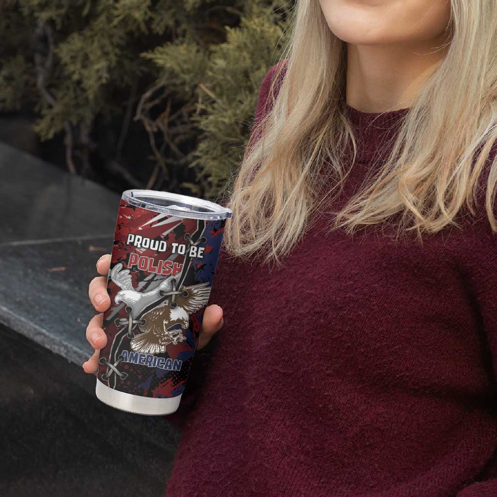Personalized Polish American Heritage Month Tumbler Cup Eagle With Grunge Style - Wonder Print Shop
