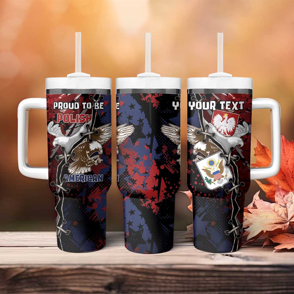 Personalized Polish American Heritage Month Tumbler With Handle Eagle With Grunge Style - Wonder Print Shop