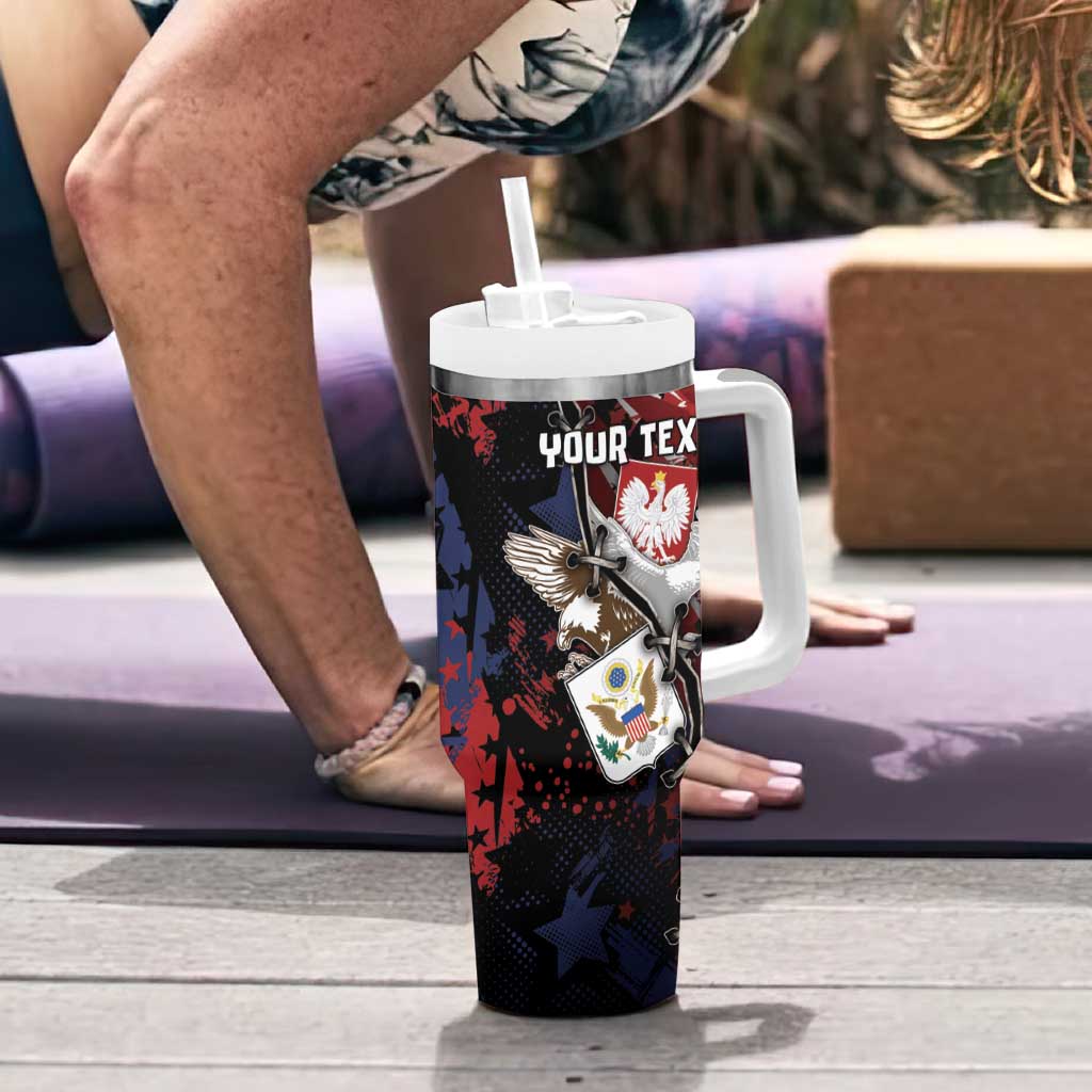 Personalized Polish American Heritage Month Tumbler With Handle Eagle With Grunge Style - Wonder Print Shop