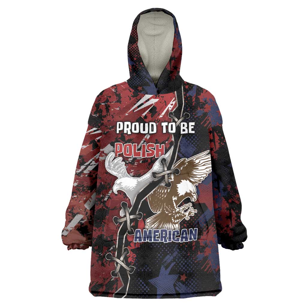 Personalized Polish American Heritage Month Wearable Blanket Hoodie Eagle With Grunge Style - Wonder Print Shop