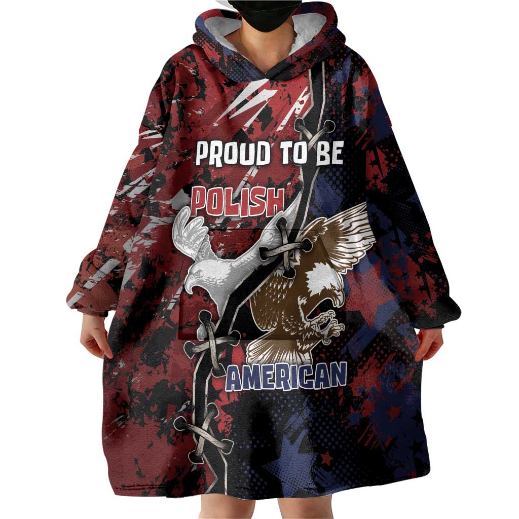 Personalized Polish American Heritage Month Wearable Blanket Hoodie Eagle With Grunge Style - Wonder Print Shop