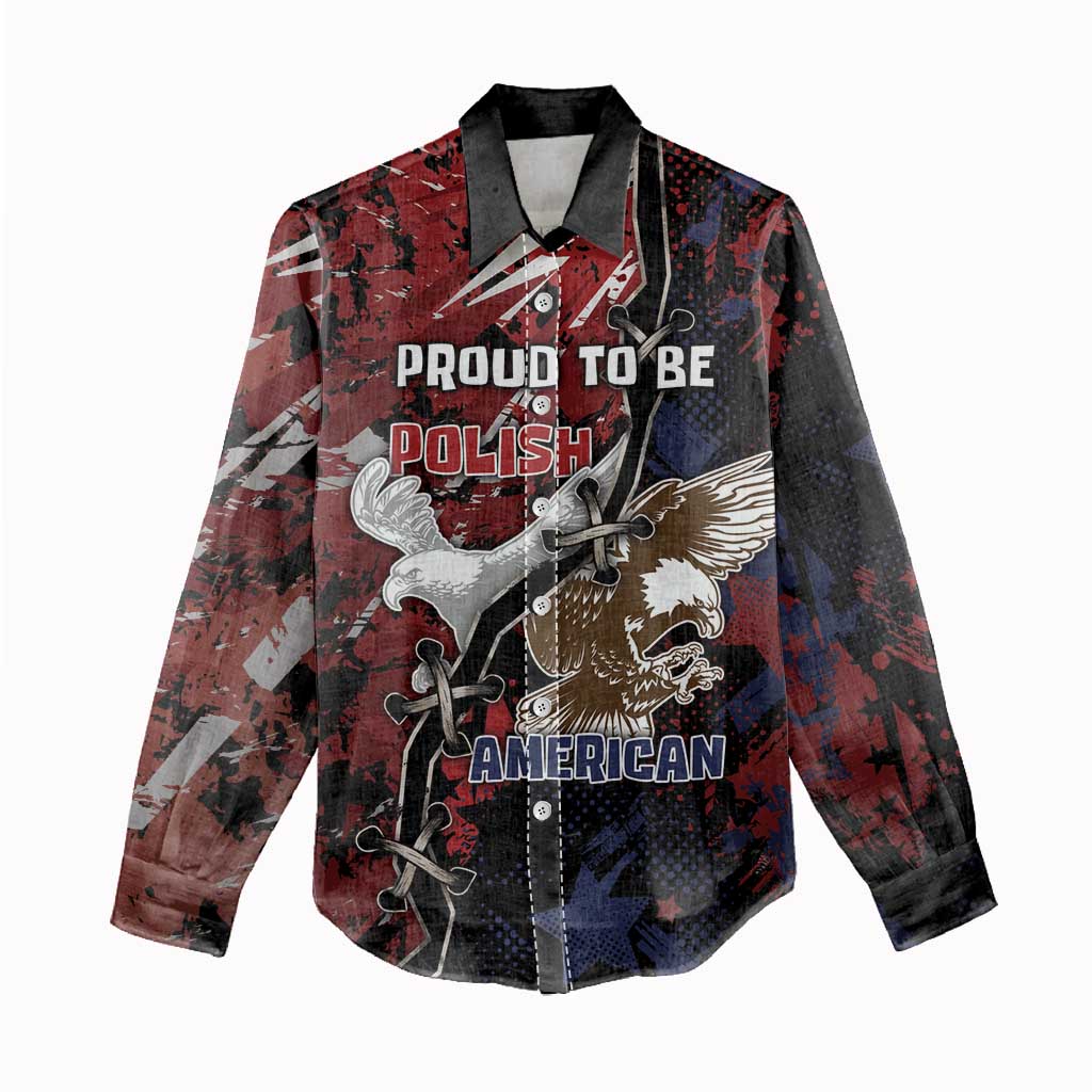 Personalized Polish American Heritage Month Women Casual Shirt Eagle With Grunge Style - Wonder Print Shop