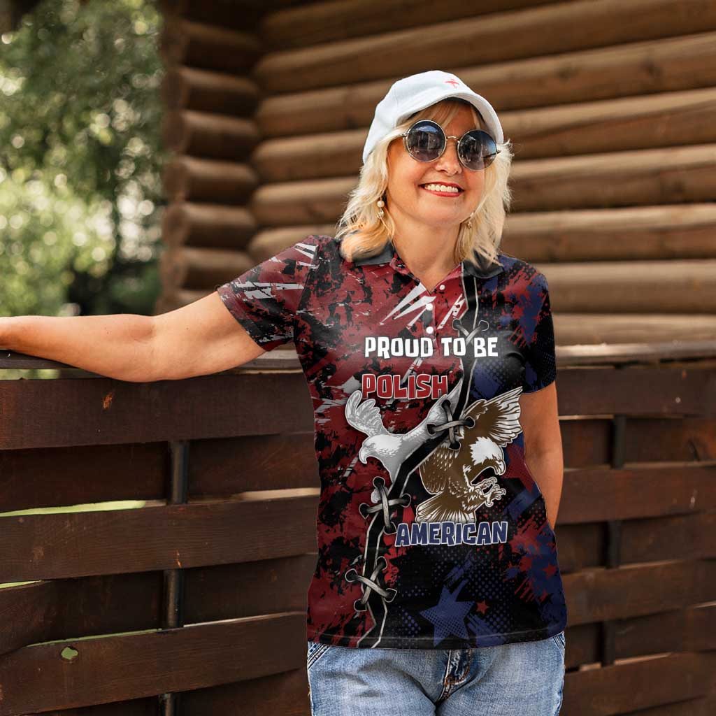 Personalized Polish American Heritage Month Women Polo Shirt Eagle With Grunge Style - Wonder Print Shop