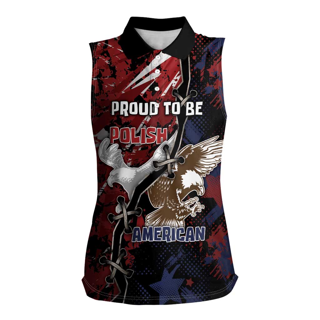 Personalized Polish American Heritage Month Women Sleeveless Polo Shirt Eagle With Grunge Style - Wonder Print Shop