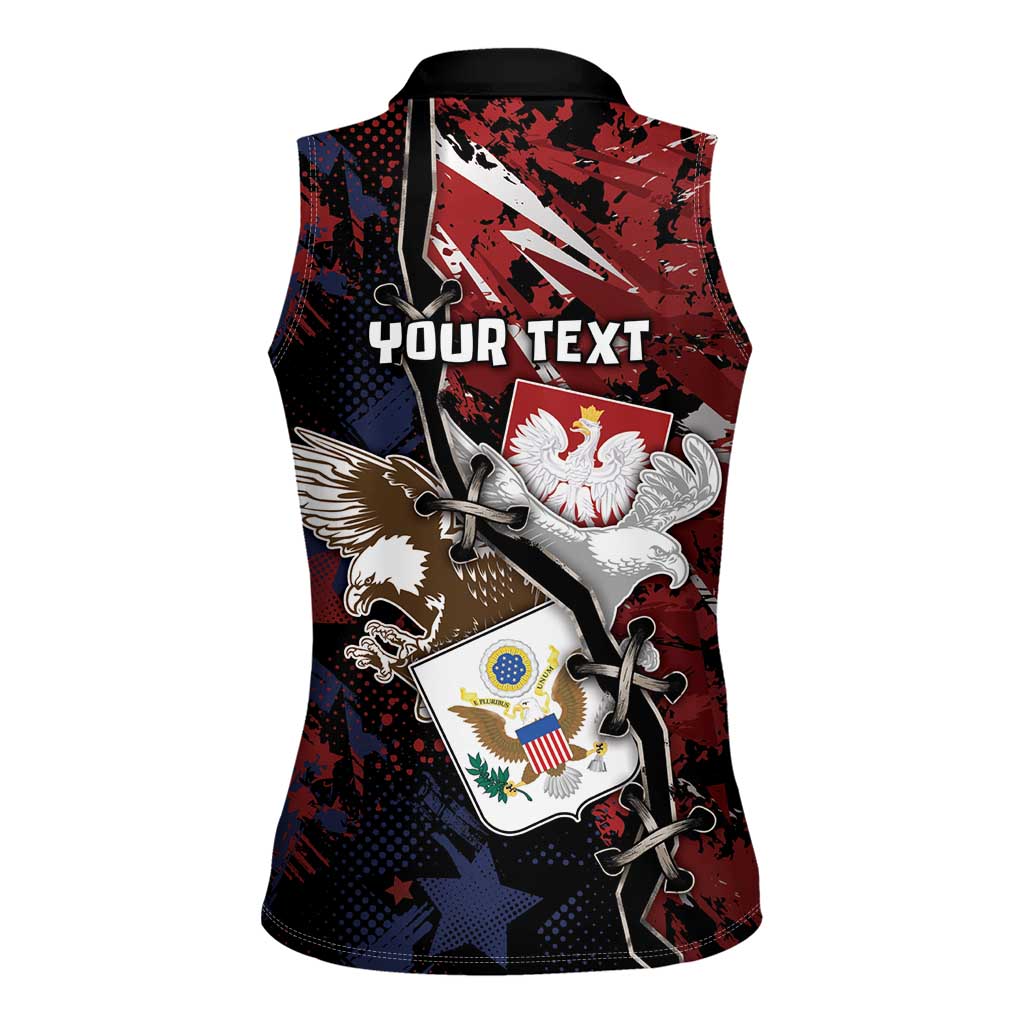 Personalized Polish American Heritage Month Women Sleeveless Polo Shirt Eagle With Grunge Style - Wonder Print Shop