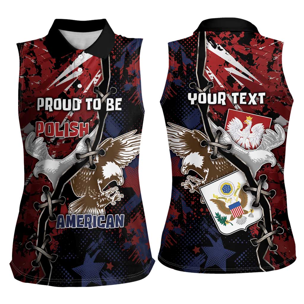 Personalized Polish American Heritage Month Women Sleeveless Polo Shirt Eagle With Grunge Style - Wonder Print Shop