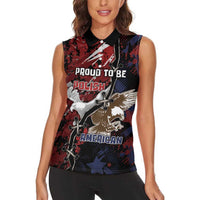 Personalized Polish American Heritage Month Women Sleeveless Polo Shirt Eagle With Grunge Style - Wonder Print Shop