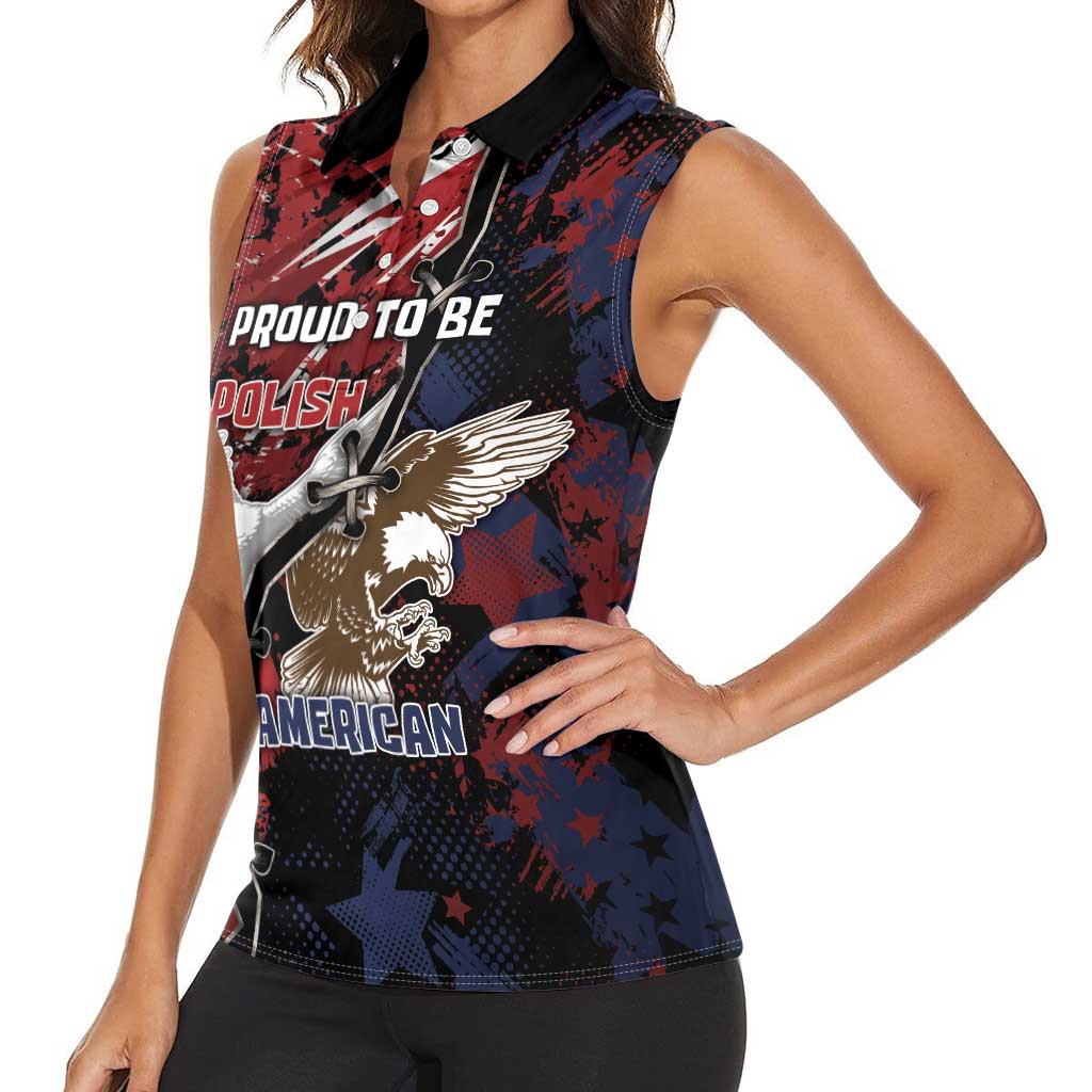 Personalized Polish American Heritage Month Women Sleeveless Polo Shirt Eagle With Grunge Style - Wonder Print Shop