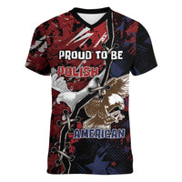 Personalized Polish American Heritage Month Women V-Neck T-Shirt Eagle With Grunge Style - Wonder Print Shop