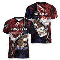 Personalized Polish American Heritage Month Women V-Neck T-Shirt Eagle With Grunge Style - Wonder Print Shop