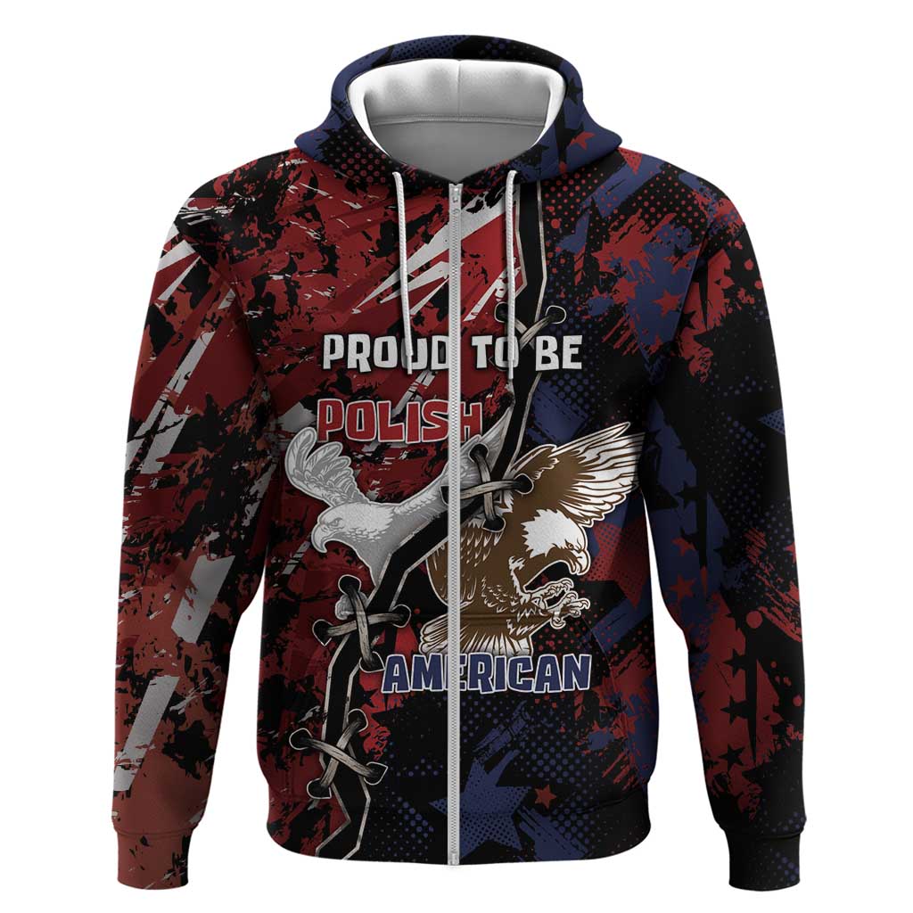 Personalized Polish American Heritage Month Zip Hoodie Eagle With Grunge Style - Wonder Print Shop
