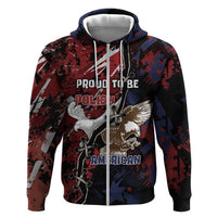 Personalized Polish American Heritage Month Zip Hoodie Eagle With Grunge Style - Wonder Print Shop