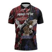 Personalized Polish American Heritage Month Zipper Polo Shirt Eagle With Grunge Style - Wonder Print Shop
