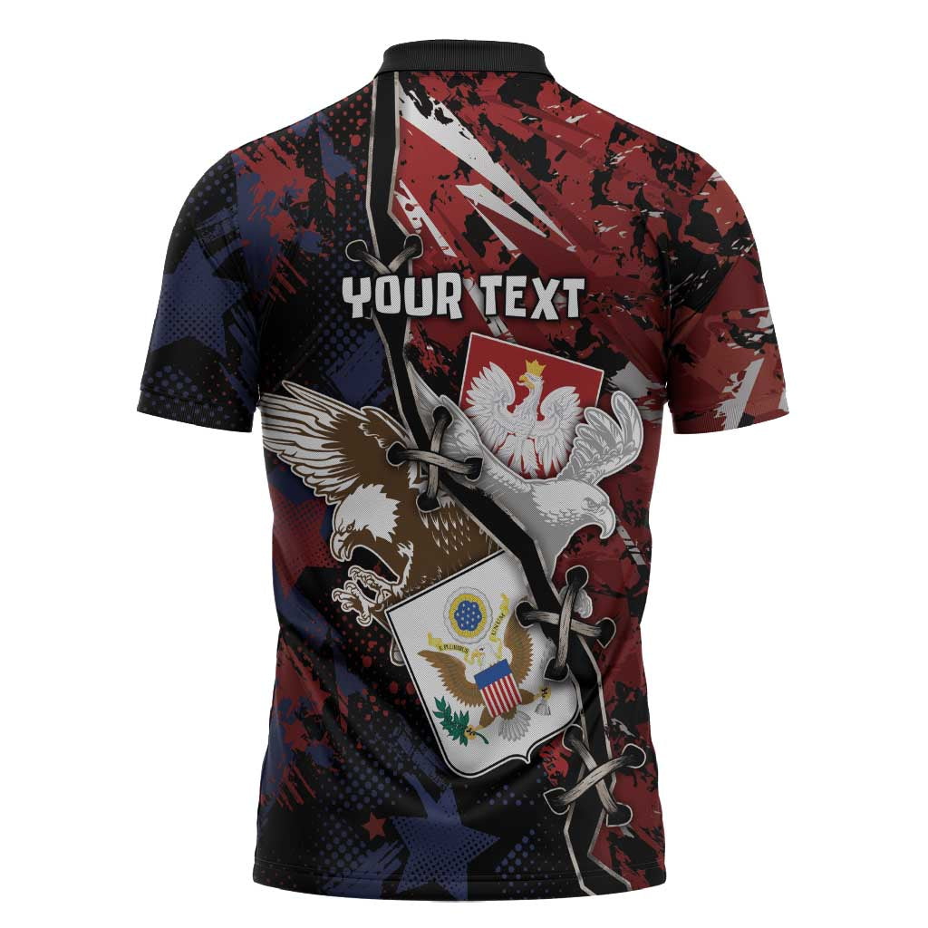 Personalized Polish American Heritage Month Zipper Polo Shirt Eagle With Grunge Style - Wonder Print Shop