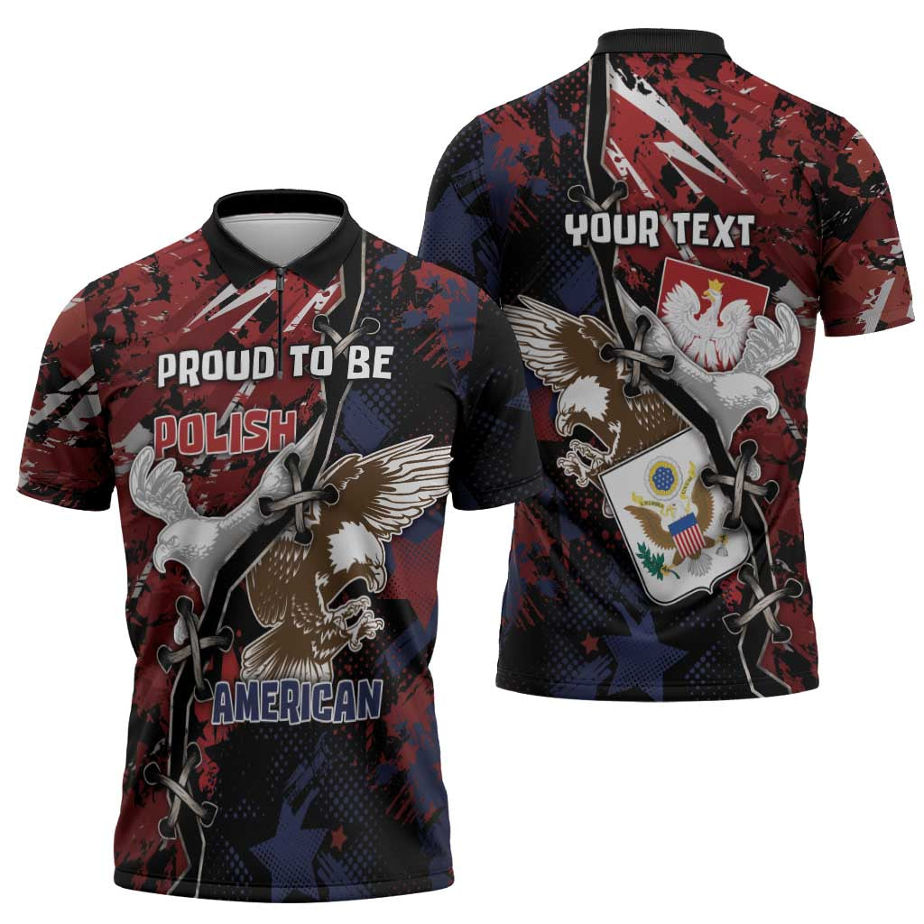 Personalized Polish American Heritage Month Zipper Polo Shirt Eagle With Grunge Style - Wonder Print Shop
