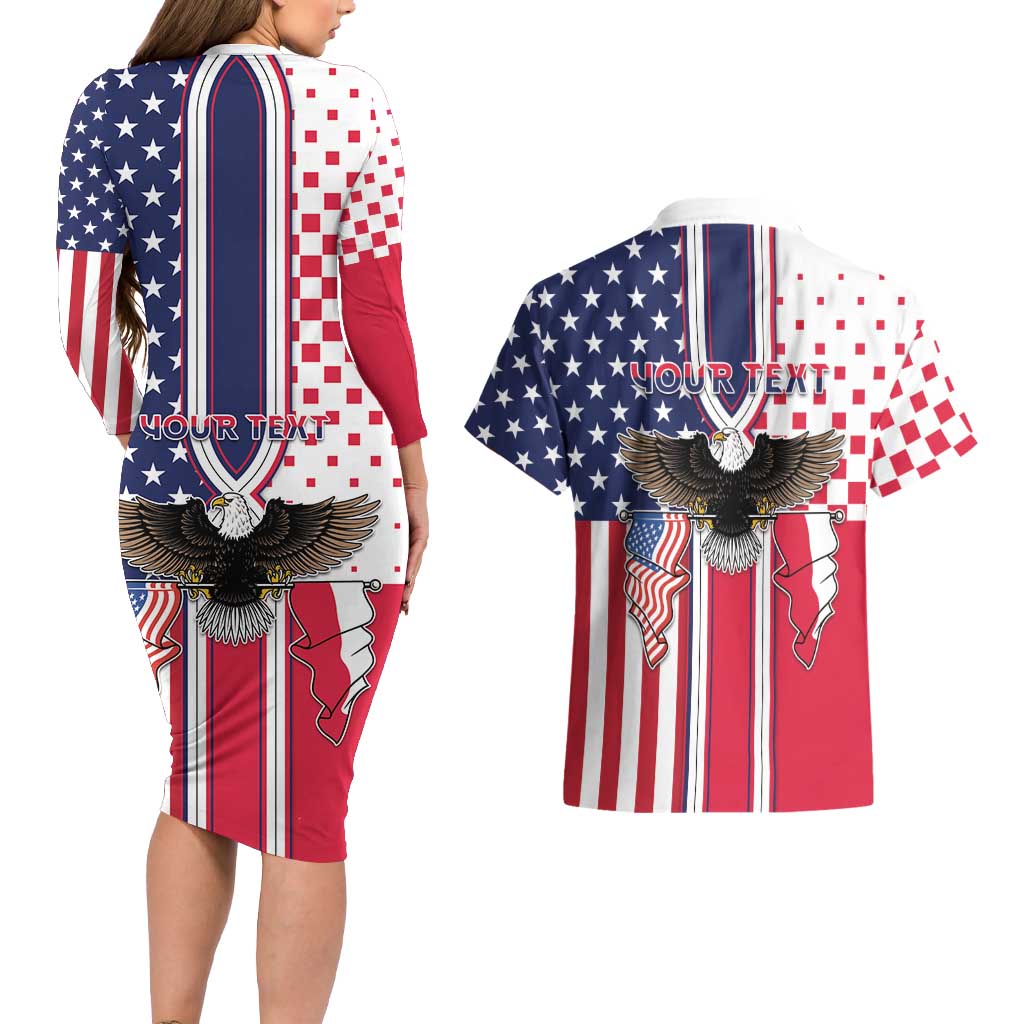 Personalized Polish American Heritage Month Couples Matching Long Sleeve Bodycon Dress and Hawaiian Shirt Unique Style - Wonder Print Shop