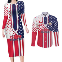 Personalized Polish American Heritage Month Couples Matching Long Sleeve Bodycon Dress and Long Sleeve Button Shirt Unique Style - Wonder Print Shop