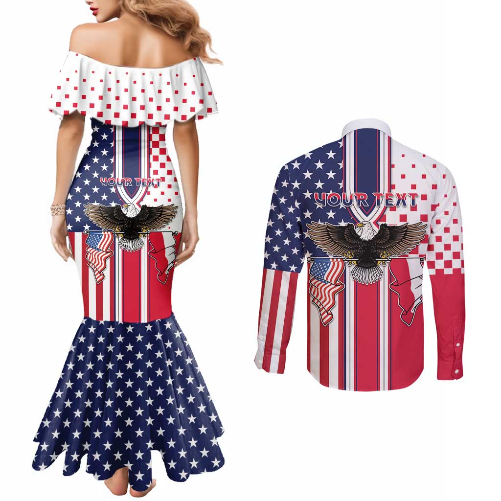 Personalized Polish American Heritage Month Couples Matching Mermaid Dress and Long Sleeve Button Shirt Unique Style - Wonder Print Shop