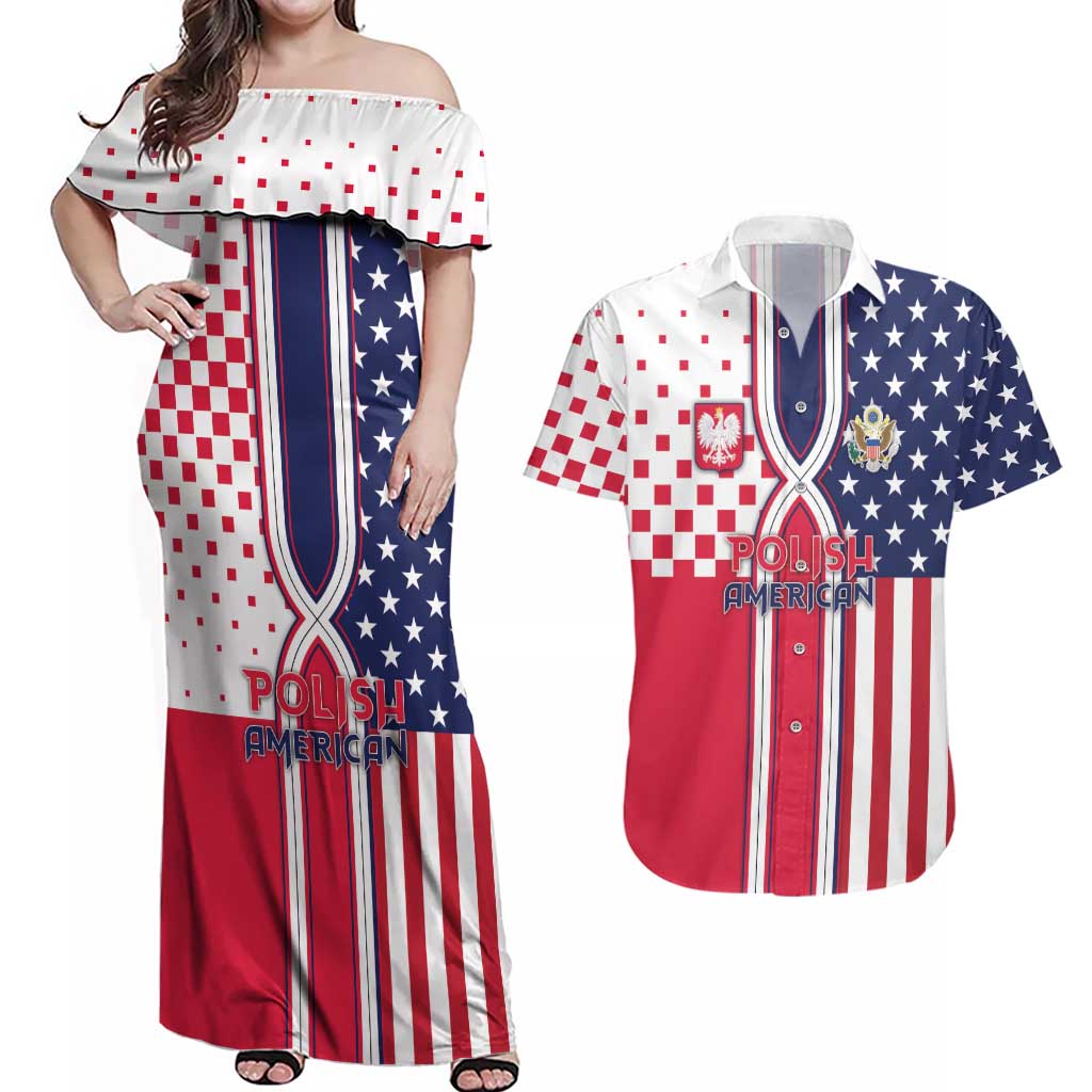 Personalized Polish American Heritage Month Couples Matching Off Shoulder Maxi Dress and Hawaiian Shirt Unique Style - Wonder Print Shop