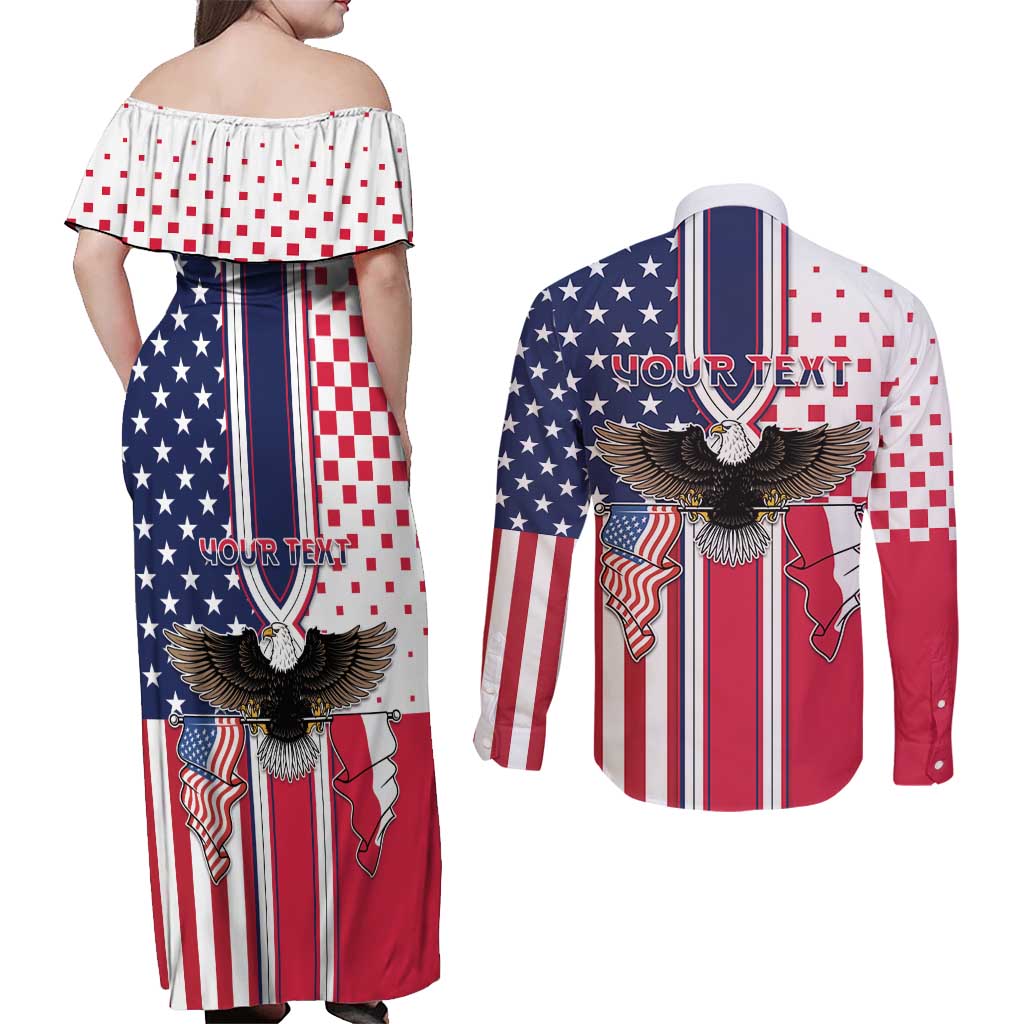 Personalized Polish American Heritage Month Couples Matching Off Shoulder Maxi Dress and Long Sleeve Button Shirt Unique Style - Wonder Print Shop