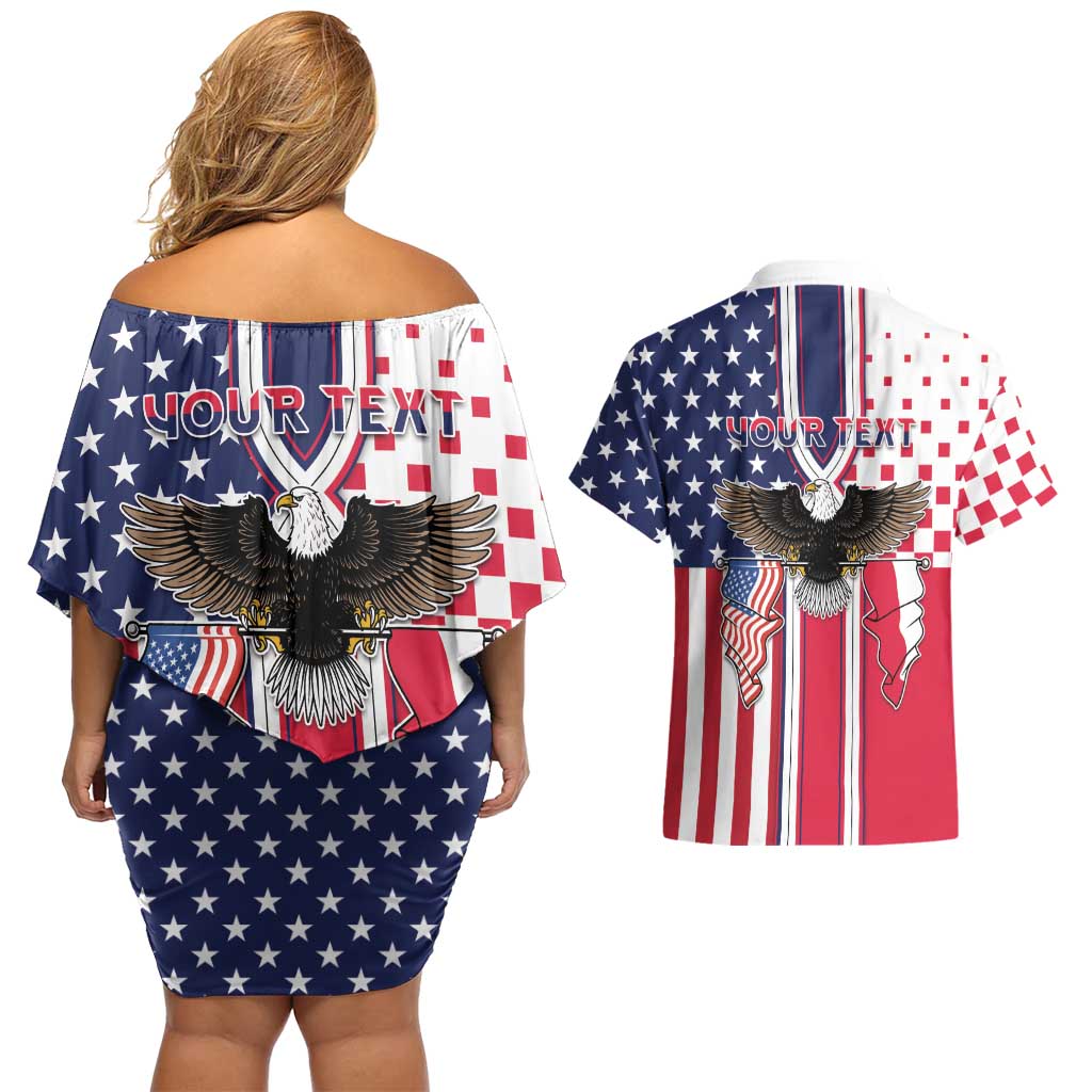 Personalized Polish American Heritage Month Couples Matching Off Shoulder Short Dress and Hawaiian Shirt Unique Style - Wonder Print Shop