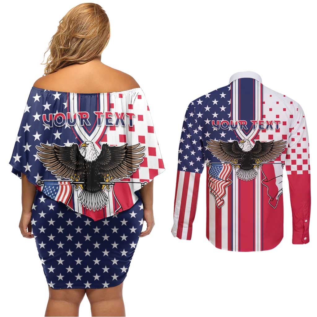 Personalized Polish American Heritage Month Couples Matching Off Shoulder Short Dress and Long Sleeve Button Shirt Unique Style - Wonder Print Shop