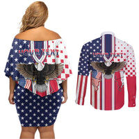 Personalized Polish American Heritage Month Couples Matching Off Shoulder Short Dress and Long Sleeve Button Shirt Unique Style - Wonder Print Shop