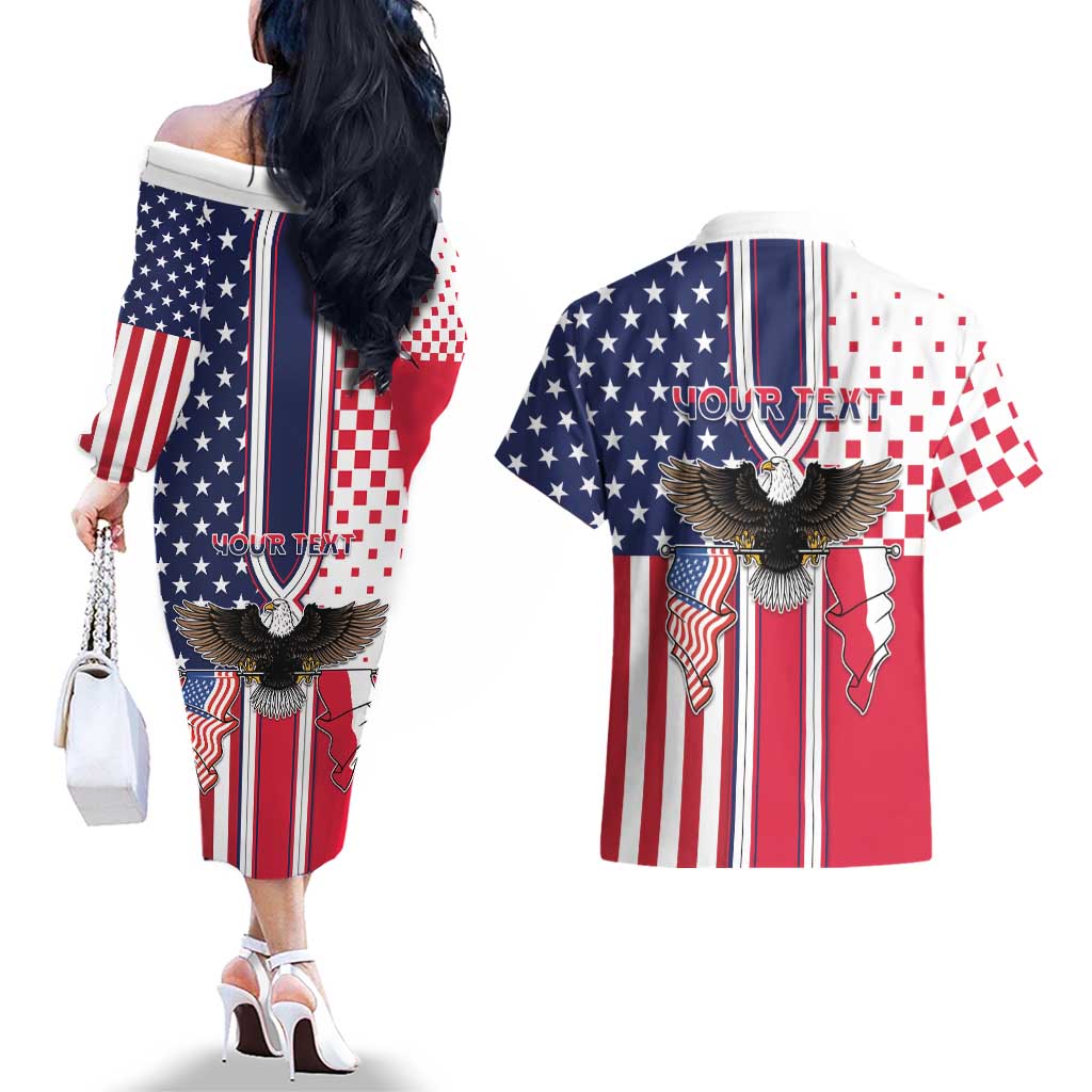 Personalized Polish American Heritage Month Couples Matching Off The Shoulder Long Sleeve Dress and Hawaiian Shirt Unique Style - Wonder Print Shop