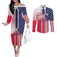 Personalized Polish American Heritage Month Couples Matching Off The Shoulder Long Sleeve Dress and Long Sleeve Button Shirt Unique Style - Wonder Print Shop